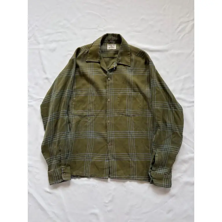 1960/70s green plaid shirt