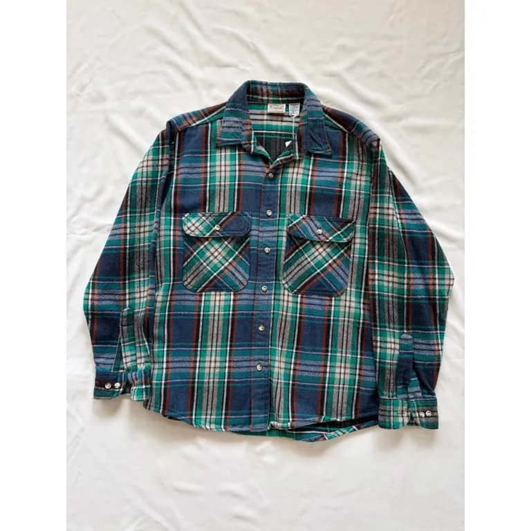 90s Fivebrother green plaid flannel