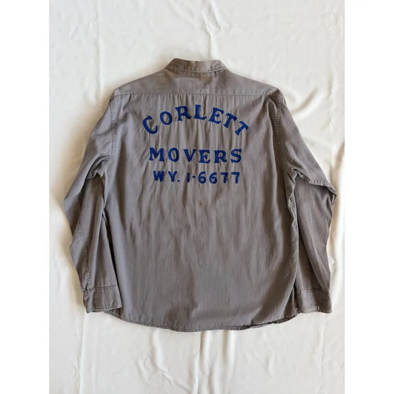 1950s embroidered chain stitch work shirt